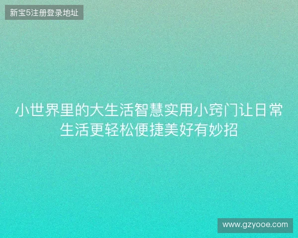 小世界里的大生活智慧实用小窍门让日常生活更轻松便捷美好有妙招
